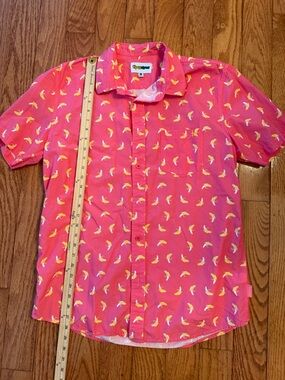 Tipsy Elves Men's Pink Banana Hawaiian Shirt LARGE Casual Beach Summer Shirts